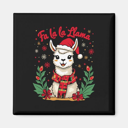 Fa La La Llama Grappig Llama Kerst Alpaca Dier Magneet (Voorkant)