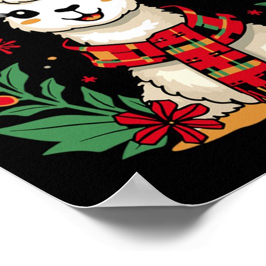 Fa La La Llama Grappig Llama Kerst Alpaca Dier Poster (Hoek)