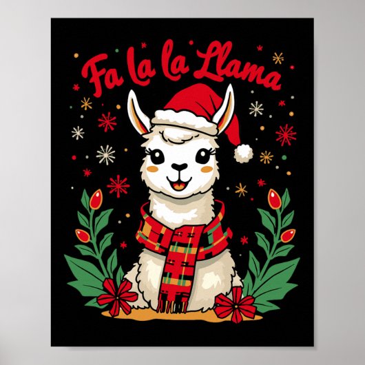 Fa La La Llama Grappig Llama Kerst Alpaca Dier Poster (Voorkant)