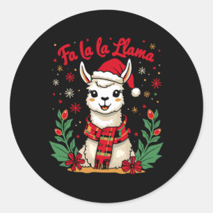 Fa La La Llama Grappig Llama Kerst Alpaca Dier Ronde Sticker