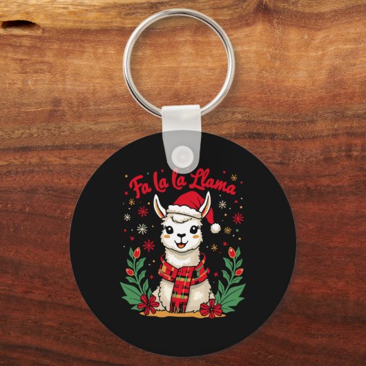 Fa La La Llama Grappig Llama Kerst Alpaca Dier Sleutelhanger (Voorkant)