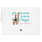 Fa la la Llama Holiday Greeting Card (Achterkant Horizontaal)