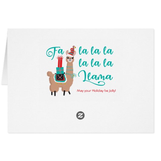 Fa la la Llama Holiday Greeting Card (Achterkant Horizontaal)