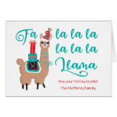 Fa la la Llama Holiday Greeting Card (Voorkant Horizontaal)