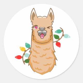 Fa la la Llama kerstkerstkerstkerstkerstman Ronde Sticker