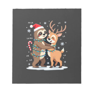 Fa La La Llama Kerstlichten Luiaard die op een Lam Notitieblok
