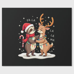 Fa La La Llama Kerstlichten Luiaard Rid Llama Chri Cadeaupapier