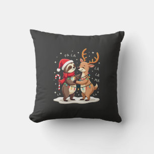 Fa La La Llama Kerstlichten Luiaard Rid Llama Chri Kussen