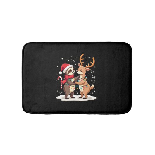 Fa La La Llama Kerstlichten Luiaard Rid Llama Kers Badmat (Voorkant)
