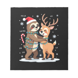 Fa La La Llama Kerstlichten Luiaard Ridding Llama  Notitieblok