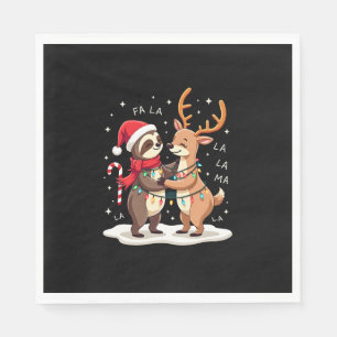 Fa La La Llama Kerstlichten Luiaard Ridding Llama Servet