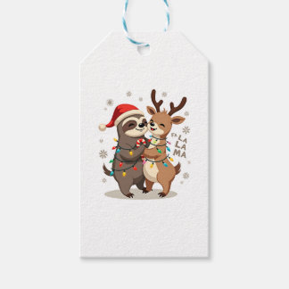 Fa La La Llama Kerstlichten Luiaard Riddt Llama Ke Cadeaulabel