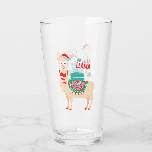 Fa La La Llama | Kerstmis Glas (Achterkant)