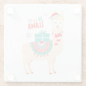 Fa La La Llama | Kerstmis Glazen Onderzetter (Achterkant)