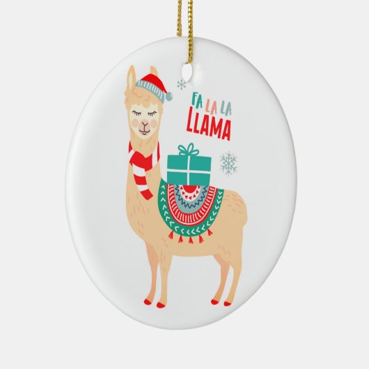 Fa La La Llama | Kerstmis Keramisch Ornament (Rechts)
