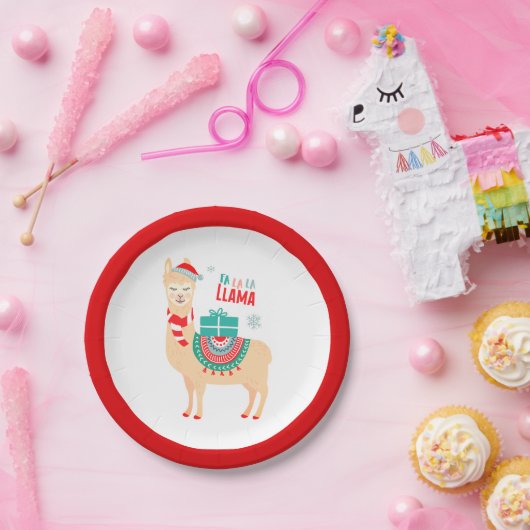 Fa La La Llama | Kerstmis Papieren Bordje (Feest)