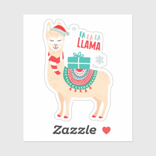 Fa La La Llama | Kerstmis Sticker (Vel)
