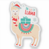 Fa La La Llama | Kerstmis Sticker (Voorkant)
