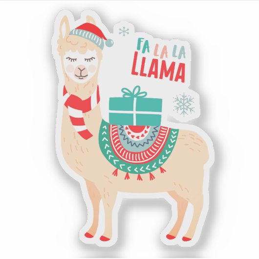 Fa La La Llama | Kerstmis Sticker (Voorkant)