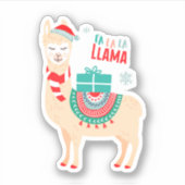 Fa La La Llama | Kerstmis Sticker (Voorkant)