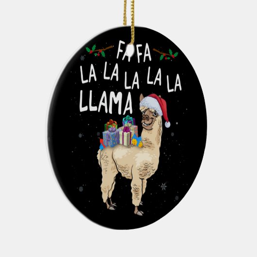Fa La La Llama llama kerstmis met kerstbox Keramisch Ornament (Rechts)