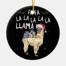Fa La La Llama llama kerstmis met kerstbox Keramisch Ornament