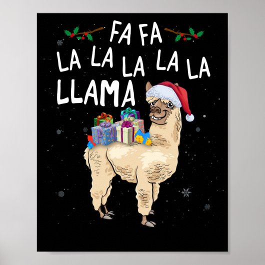 Fa La La Llama llama kerstmis met kerstbox Poster (Voorkant)