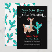 Fa la la Llama Prettig Kerstfeest Uitnodiging voor (Voorkant / Achterkant)