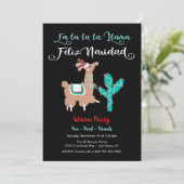Fa la la Llama Prettig Kerstfeest Uitnodiging voor (Staand voorkant)