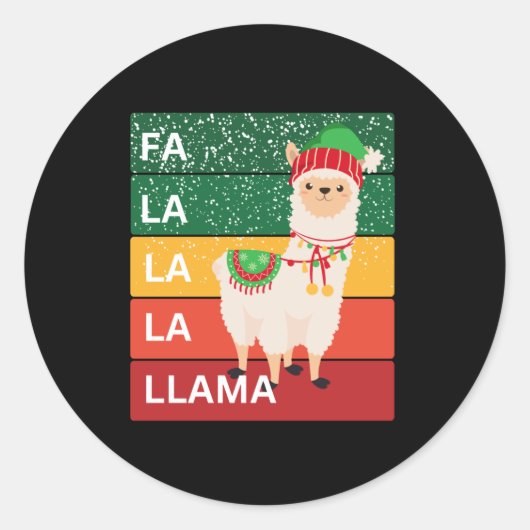 FA LA LA LLAMA RONDE STICKER (Voorkant)