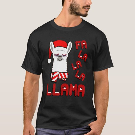 Fa La La Llama Shirt, Funny Llama met Kerstmis Paj T-shirt (Voorkant)