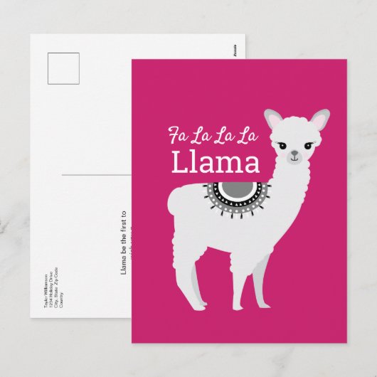 "Fa La La Llama" Vakantie Briefkaart (Voorkant / Achterkant)