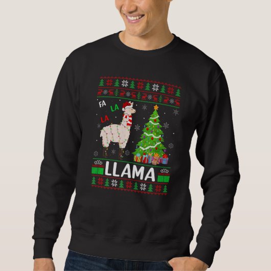 Fa La La Llama Verlicht Kerstboom Lelijke Llama Ke Trui (Voorkant)