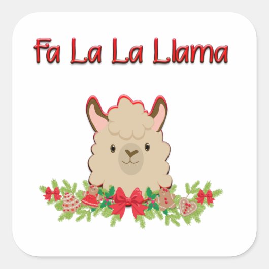 Fa La La Llama Vierkante Sticker (Voorkant)