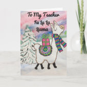 Fa la la llama voor mijn lerares Schattigee kerst Kaart (Voorkant)