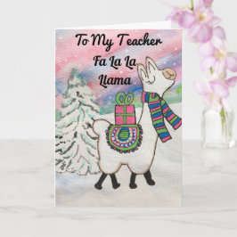 Fa la la llama voor mijn lerares Schattigee kerst Kaart