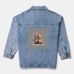 Fa La La Llama Xmas Lichtjes Luiaard Rijdt Llama C Denim Jacket