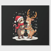 Fa La La Llama Xmas Lights Sloth Riding Llama Chri Cadeaupapier (Vlak)