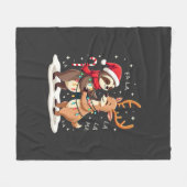 Fa La La Llama Xmas Lights Sloth Riding Llama Chri Fleece Deken (Voorkant (Horizontaal))