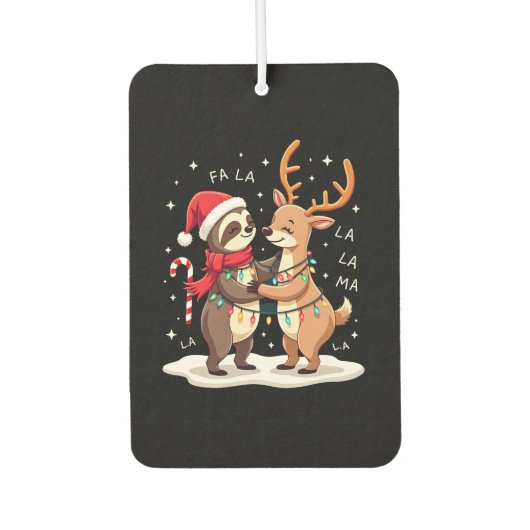 Fa La La Llama Xmas Lights Sloth Riding Llama Chri Luchtverfrisser (Voorkant)