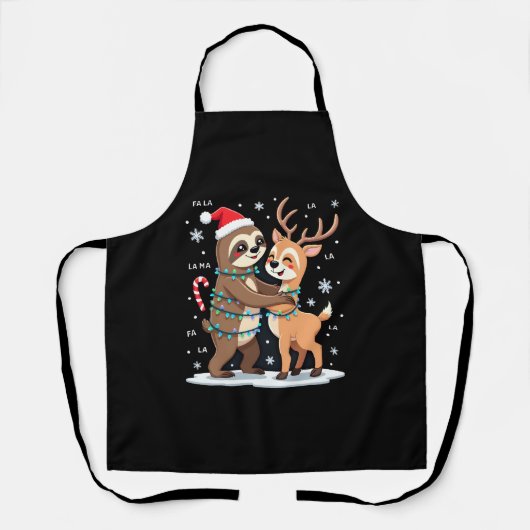 Fa La La Llama Xmas Lights Sloth Riding Llama Chri Schort (Voorkant)