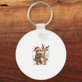 Fa La La Llama Xmas Lights Sloth Riding Llama Chri Sleutelhanger (Voorkant)