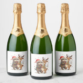 Fa La La Llama Xmas Lights Sloth Riding Llama Chri Sparkling Wijnetiket (Flessen)