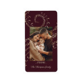 Fa La La Magicale Kerstlied Foto Bordeauxrood Etiket (Voorkant)