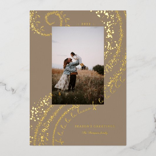 Fa La La Magische Kerstlied Gouden Kerstlied Lied  Folie Feestdagenkaart (Voorkant)