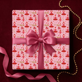 Fa La La Meisje Roze Notenkraker Ballet Kerstmis Cadeaupapier