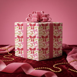Fa La La Meisjesachtig Roze Festieve Strik Lint Ke Cadeaupapier