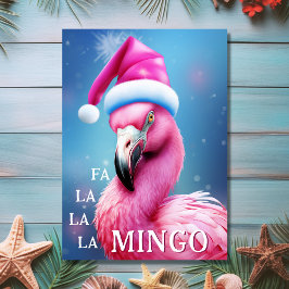 Fa La La Mingo Roze Flamingo Beach Kerstmis Kaart