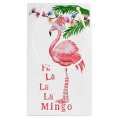 Fa La La Mingo Roze Flamingo Beach Kerstmis Klein Cadeauzakje (Achterkant)