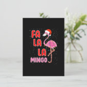 Fa la la Mingo Roze Flamingo Kerstman Hoed Kerstmi Kaart (Staand voorkant)